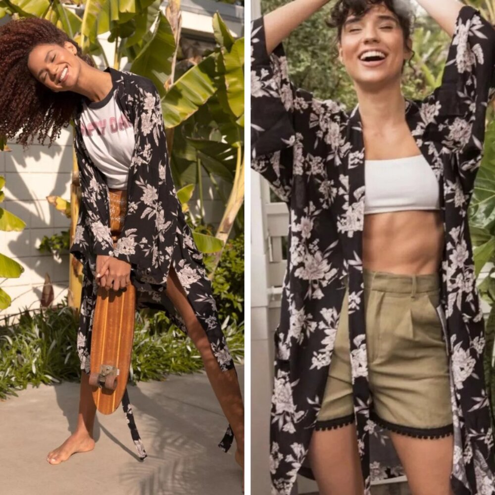 Spiritual Gangster Maya Black Floral Kimono